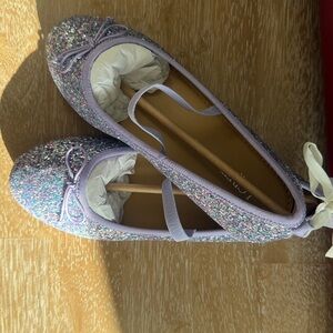 Crewcuts J. Crew Girls Glitter Mary Jane Ballet Flats, Size 4, NWT.